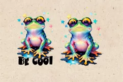 Be Cool Frog Watercolor clipart, print design PNG Product Image 2