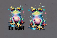 Be Cool Frog Watercolor clipart, print design PNG Product Image 3