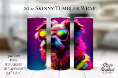 Dog Tumbler Wrap - 20 oz Neon Dog Sublimation PNG Product Image 1