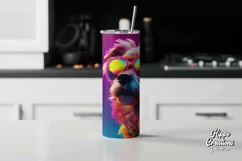 Dog Tumbler Wrap - 20 oz Neon Dog Sublimation PNG Product Image 2