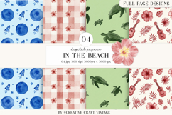 Summer Digital Paper, watercolor illustrations, backgrounds Product Image 1