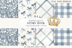 Storybook Princess Digital Papers, watercolor illustrations Product Image 1