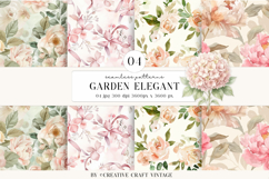 Garden Flowers Seamless Patterns, vintage scrapbooking Product Image 1