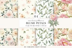 Blush Roses Seamless Patterns, floral vintage scrapbooking Product Image 1