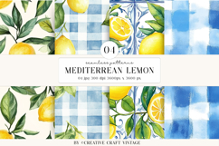 Mediterranean Lemon Seamless Patterns Watercolor Papers Product Image 1