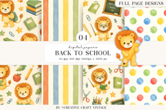 Back To School Digital Papers, watercolor scrapbook designs Product Image 1