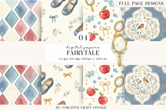 Fairytale Princess Digital Papers, watercolor illustrations Product Image 1