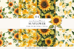 Sunflowers Seamless Patterns, digital papers, watercolor Product Image 1