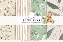 Teddy Bear Seamless Patterns, watercolor papers, vintage Product Image 1