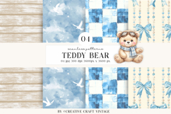 Teddy Bear Seamless Patterns, watercolor papers, vintage Product Image 1