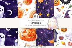 Halloween Seamless Patterns, watercolor digital papers Product Image 1