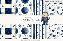 Outer Space Digital Papers, watercolor illustrations, design Product Image 1