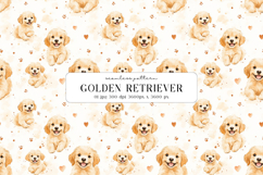 Golden Retriever Puppy Seamless Pattern, Digital Paper Product Image 1