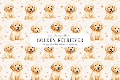 Golden Retriever Puppy Seamless Pattern, Digital Paper Product Image 1