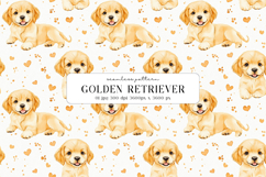 Golden Retriever Puppy Seamless Pattern, Digital Paper Product Image 1