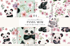 Panda Mom Seamless Patterns, cherry blossom digital papers Product Image 1