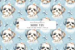 Shih Tzu Puppy Watercolor Seamless Pattern Digital Paper Product Image 1
