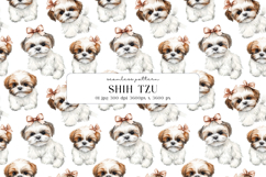 Shih Tzu Puppy Watercolor Seamless Pattern Digital Paper Product Image 1