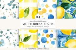 Mediterranean Lemon Seamless Patterns Watercolor Papers Product Image 1