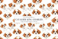 Cavalier King Charles Spaniel Seamless Pattern Digital Paper Product Image 1