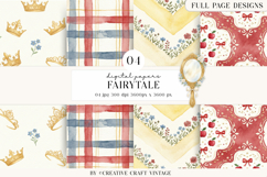 Fairytale Princess Digital Papers, watercolor illustrations Product Image 1