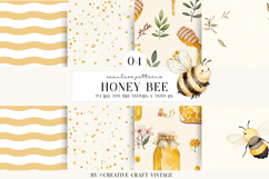 Honey Bee Seamless Pattern, digital paper watercolor vintage Product Image 1