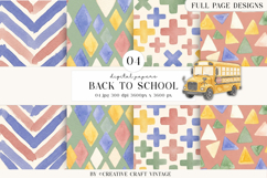 Back To School Digital Papers, watercolor scrapbook designs Product Image 1