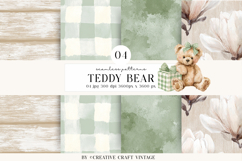 Teddy Bear Seamless Patterns, watercolor papers, vintage Product Image 1