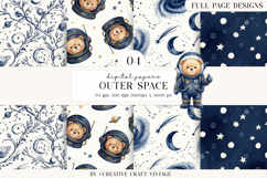 Outer Space Digital Papers, watercolor illustrations, design Product Image 1