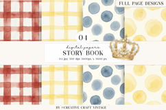 Storybook Princess Digital Papers, watercolor illustrations Product Image 1