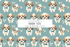 Shih Tzu Puppy Watercolor Seamless Pattern Digital Paper Product Image 1