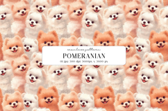 Pomeranian Puppy Watercolor Seamless Pattern, Digital Paper Product Image 1