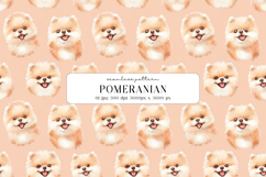 Pomeranian Puppy Watercolor Seamless Pattern, Digital Paper Product Image 1