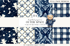 Outer Space Digital Papers, watercolor illustrations, design Product Image 1