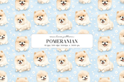 Pomeranian Puppy Watercolor Seamless Pattern, Digital Paper Product Image 1
