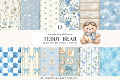 Teddy Bear Seamless Patterns, watercolor papers, vintage Product Image 2