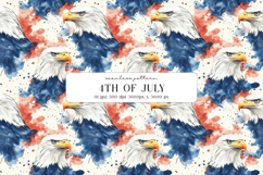 4th of July Eagle Watercolor Seamless Pattern, Digital Paper Product Image 1