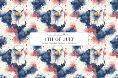 4th of July Eagle Watercolor Seamless Pattern, Digital Paper Product Image 1