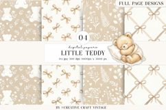 Teddy Bear Digital Papers, watercolor baby shower, boho Product Image 1