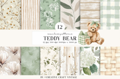Teddy Bear Seamless Patterns, watercolor papers, vintage Product Image 2