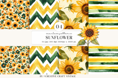 Sunflowers Seamless Patterns, digital papers, watercolor Product Image 1