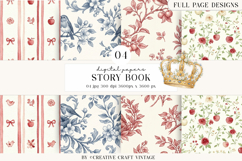 Storybook Princess Digital Papers, watercolor illustrations Product Image 1