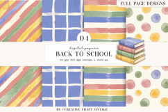 Back To School Digital Papers, watercolor scrapbook designs Product Image 1