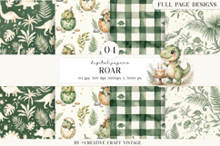 Cute Dinosaur Digital Papers, watercolor birthday designs Product Image 1