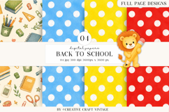 Back To School Digital Papers, watercolor scrapbook designs Product Image 1