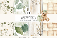 Teddy Bear Seamless Patterns, watercolor papers, vintage Product Image 1