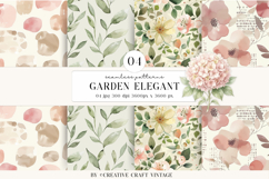 Garden Flowers Seamless Patterns, vintage scrapbooking Product Image 1