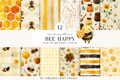 Honey Bee Seamless Pattern, digital paper watercolor vintage Product Image 2