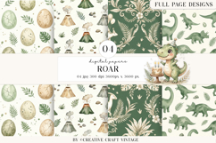 Cute Dinosaur Digital Papers, watercolor birthday designs Product Image 1