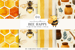 Honey Bee Seamless Pattern, digital paper watercolor vintage Product Image 1